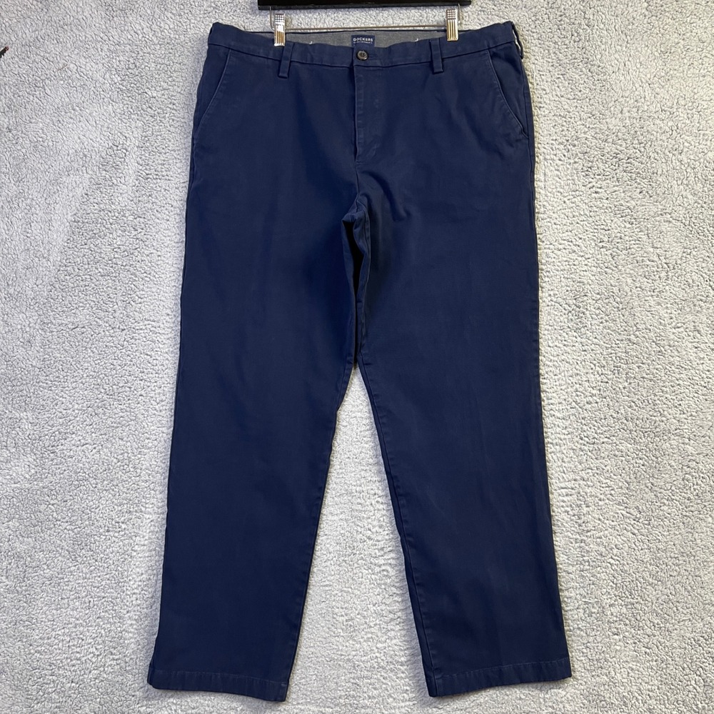 Dockers Chino Pants Men W40 L34 Navy Blue Classic Fit Smart Casual Traditional